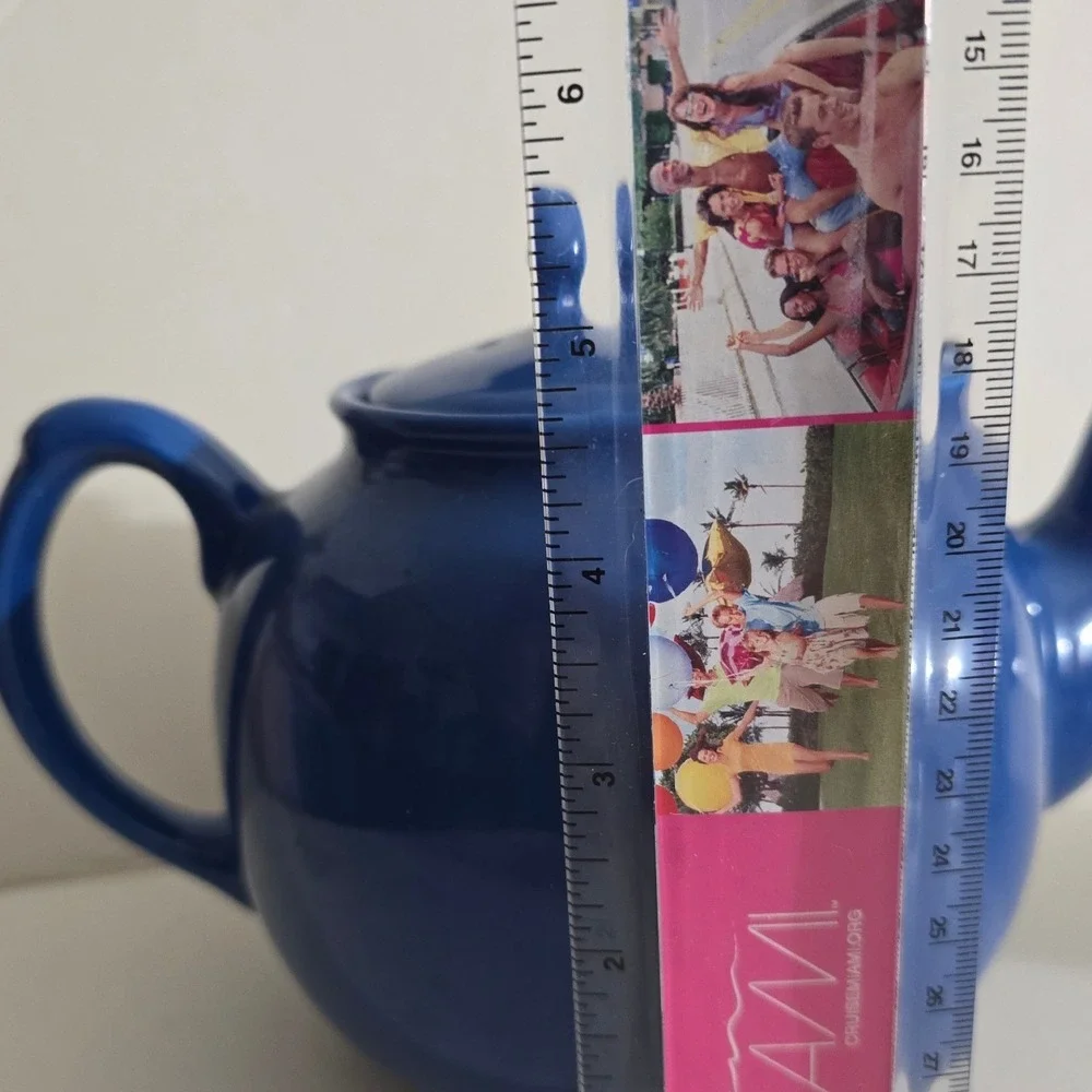 Cobalt Blue‎ Ceramic Teapot Round Glazed Tea Pot with Lid 4 Cup